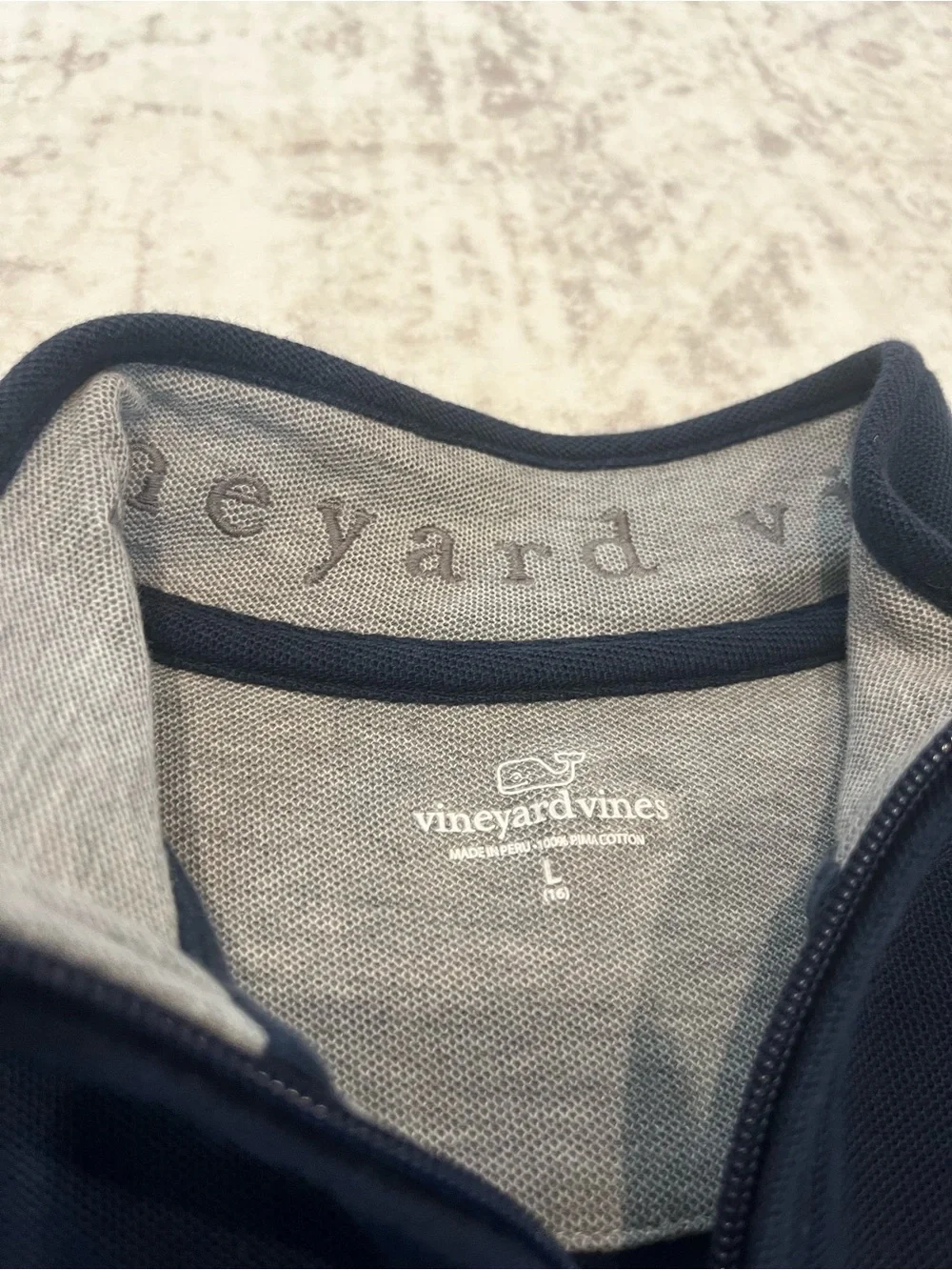 Vineyard Vines Boys Large (16) Navy Quarter‑Zip – VGUC